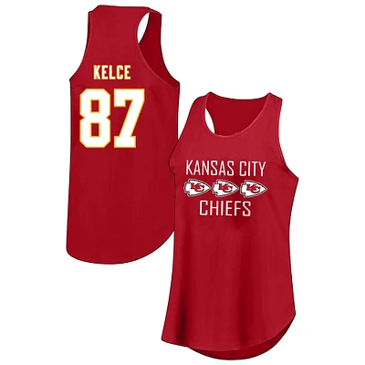 Women's Fanatics Travis Kelce Red Kansas City Chiefs Plus Name & Number Tank Top
