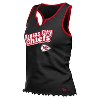 Débardeur tri-mélange à ourlet ondulé et col cranté pour femme New Era noir Kansas City Chiefs