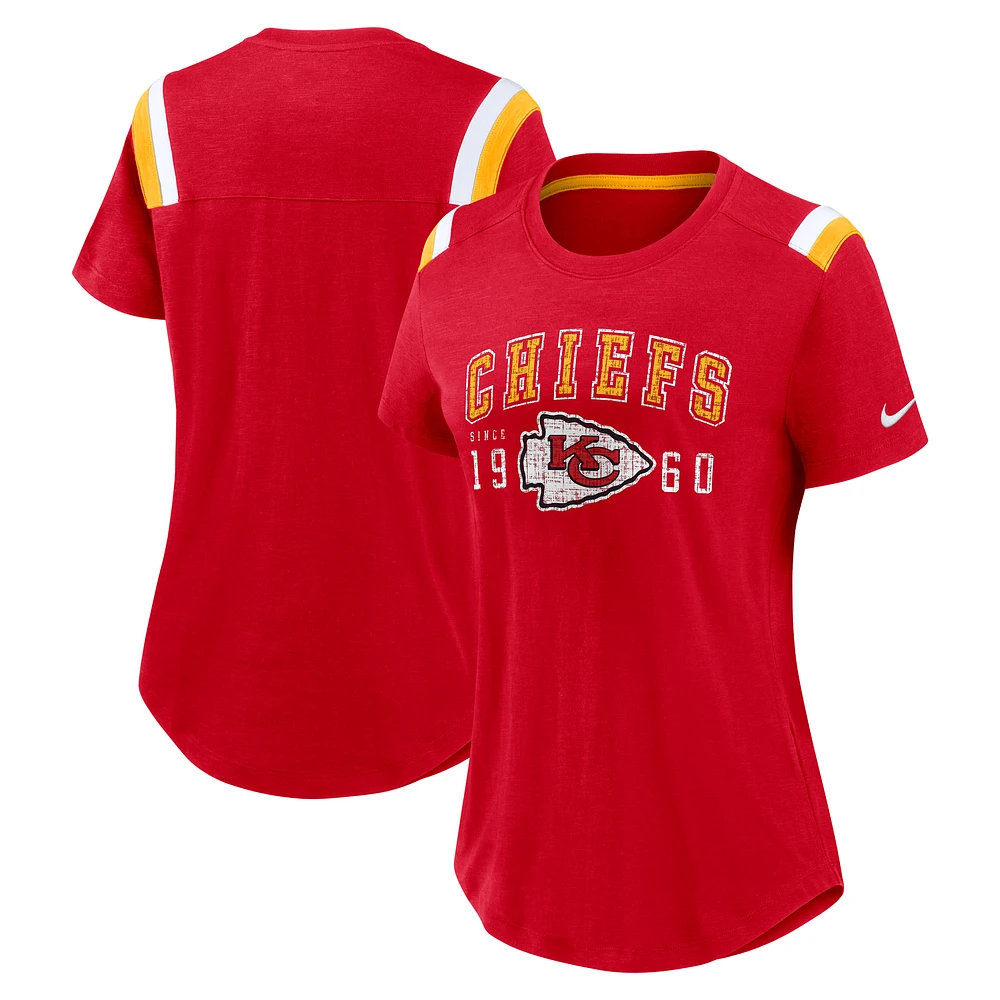 Women's Nike  Heather Red Kansas City Chiefs Historic Slub Fashion T-Shirt