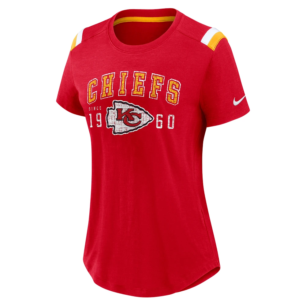 Women's Nike  Heather Red Kansas City Chiefs Historic Slub Fashion T-Shirt