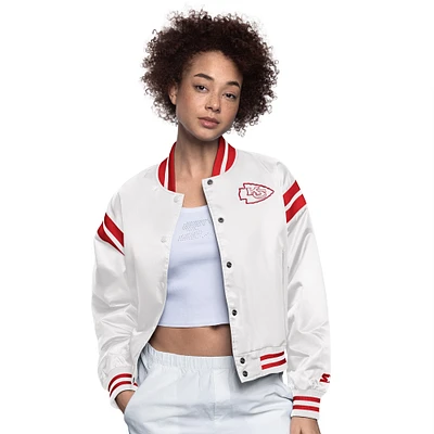 Women's Starter  Cream Kansas City Chiefs Full Count Full-Snap Satin Jacket