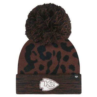 Bonnet tricoté à revers et pompon marron Kansas City Chiefs '47 pour femme