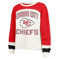 Haut court à manches longues raglan double tête de Kansas City Chiefs '47 Cream pour femme