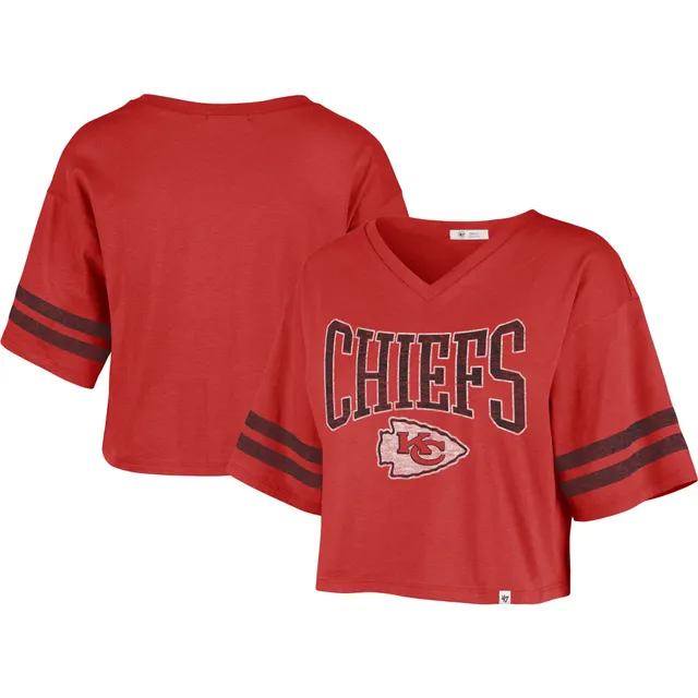 Lids Kansas City Chiefs '47 Women's Fanfare Sport V-Neck Crop Top