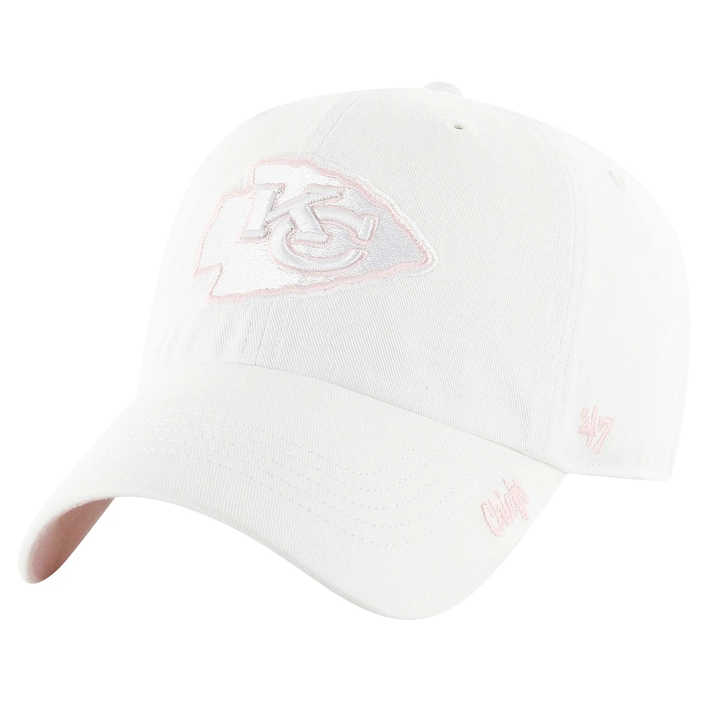 Casquette réglable '47 blanche Kansas City Chiefs Ballpark Cheer Clean Up pour femmes