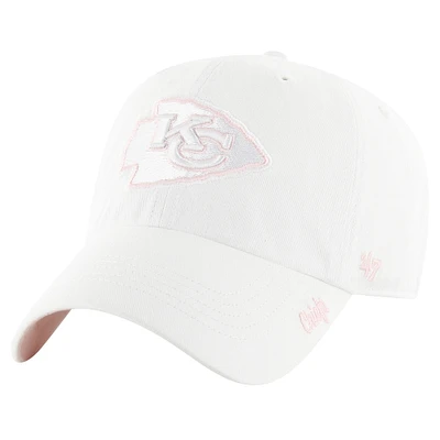 Casquette réglable '47 blanche Kansas City Chiefs Ballpark Cheer Clean Up pour femmes