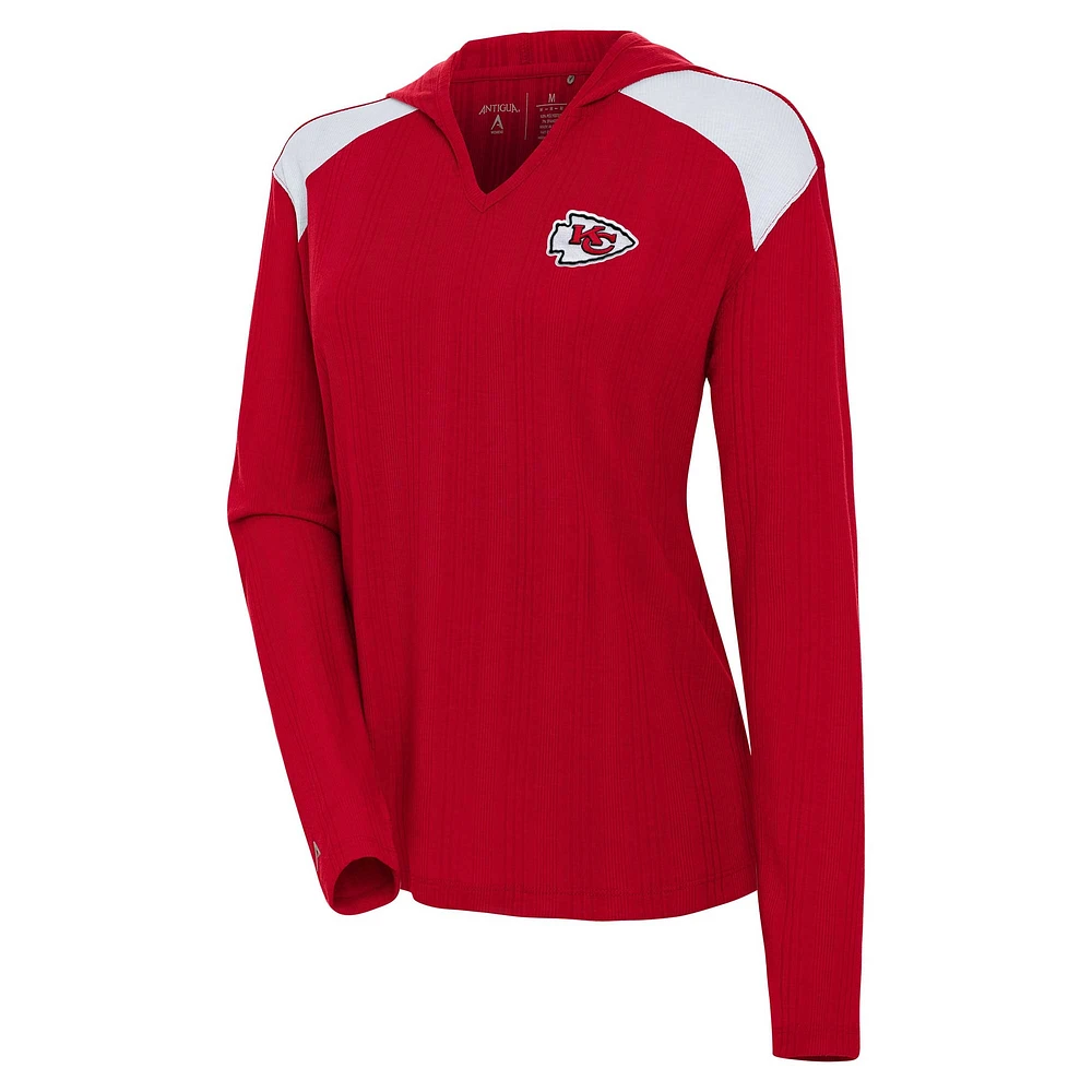 Women's Antigua  Red Kansas City Chiefs Opulent Long Sleeve Hoodie T-Shirt