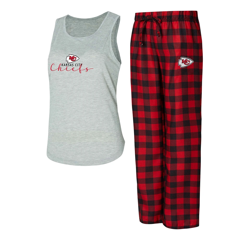 Ensemble de nuit pour femme Concepts Sport gris/rouge Kansas City Chiefs Petition avec débardeur et pantalon