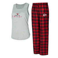 Ensemble de nuit pour femme Concepts Sport gris/rouge Kansas City Chiefs Petition avec débardeur et pantalon