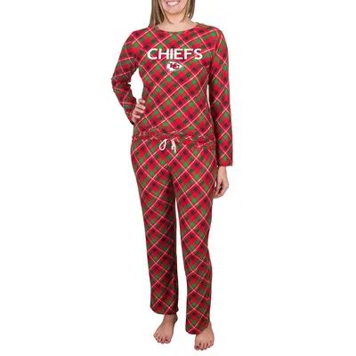 Kansas City Chiefs Concepts Sport Women's Holly Allover Print Knit Long Sleeve Top & Pants Set - Red/Green