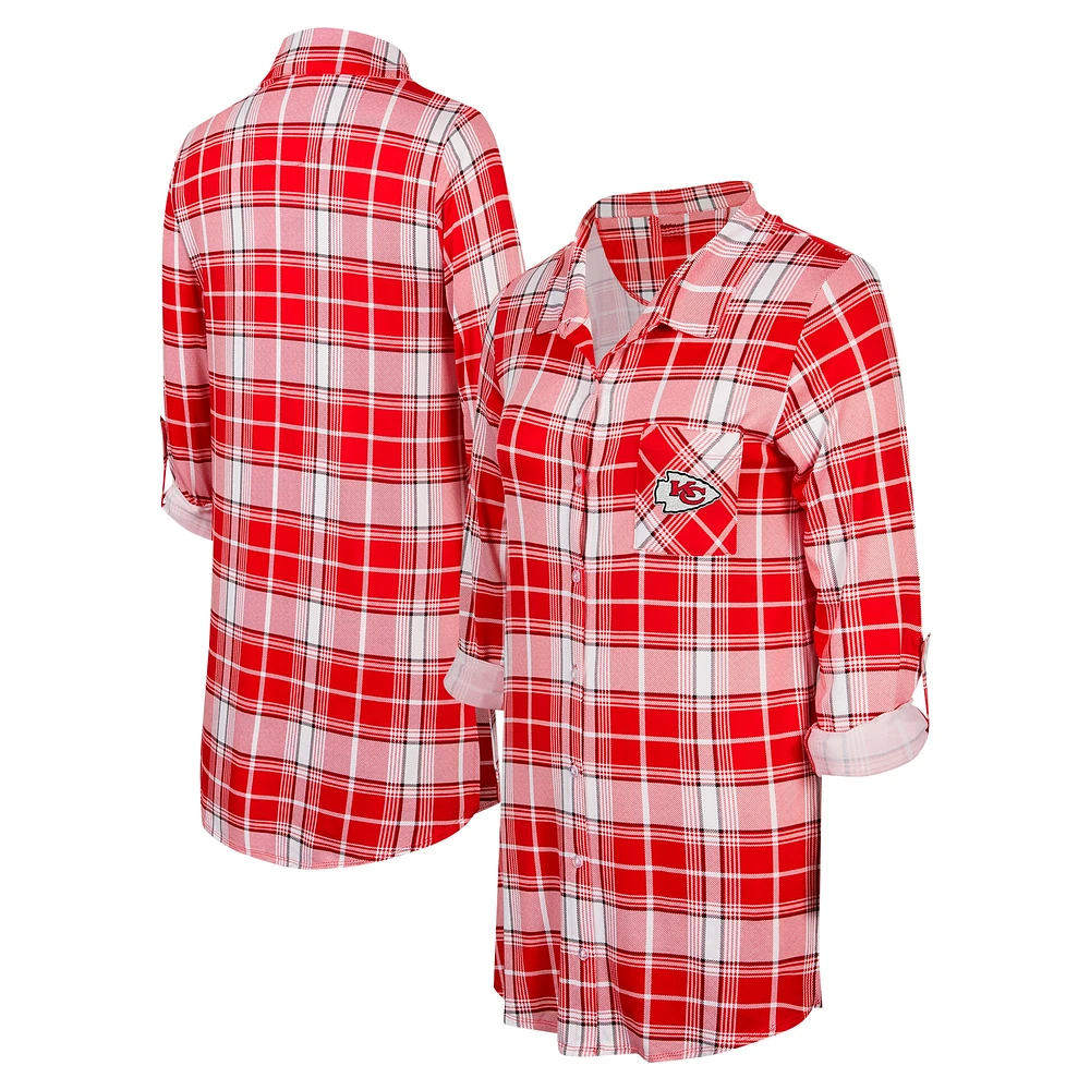 Chemise de nuit en tricot à carreaux Ashford pour femme Concepts Sport Red Kansas City Chiefs