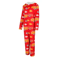 Women's Concepts Sport Red Kansas City Chiefs Roadway Allover Print Microfleece Full-Zip Union Suit