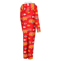 Women's Concepts Sport Red Kansas City Chiefs Roadway Allover Print Microfleece Full-Zip Union Suit