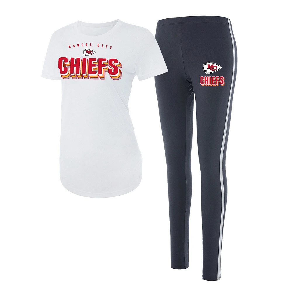 Ensemble t-shirt et legging Sonata des Chiefs de Kansas City Concepts Sport pour femme, blanc/anthracite