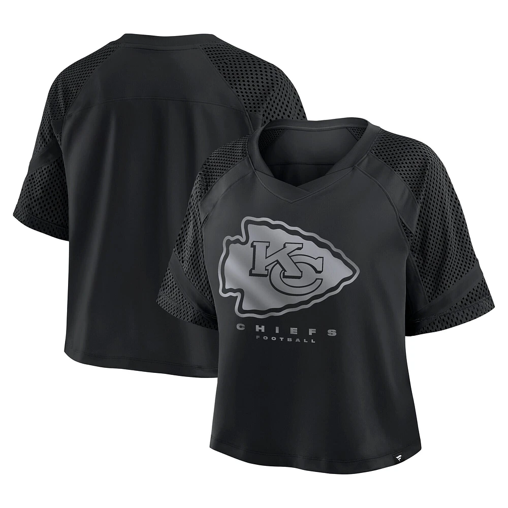 Women's Fanatics Black Kansas City Chiefs Oversized Cornerback Blitz Raglan V-Neck T-Shirt