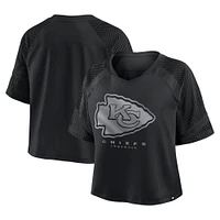 Women's Fanatics Black Kansas City Chiefs Oversized Cornerback Blitz Raglan V-Neck T-Shirt