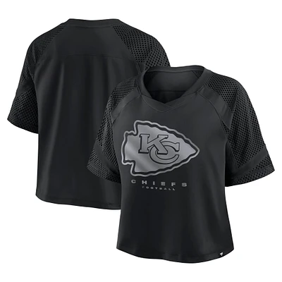 Women's Fanatics Black Kansas City Chiefs Oversized Cornerback Blitz Raglan V-Neck T-Shirt