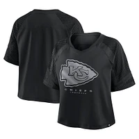 Women's Fanatics Black Kansas City Chiefs Oversized Cornerback Blitz Raglan V-Neck T-Shirt