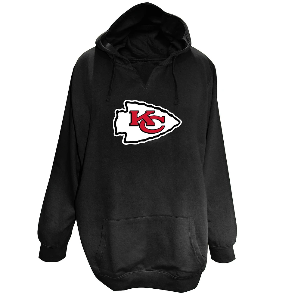 Women's Fanatics Black Kansas City Chiefs Plus V-Neck Pullover Hoodie