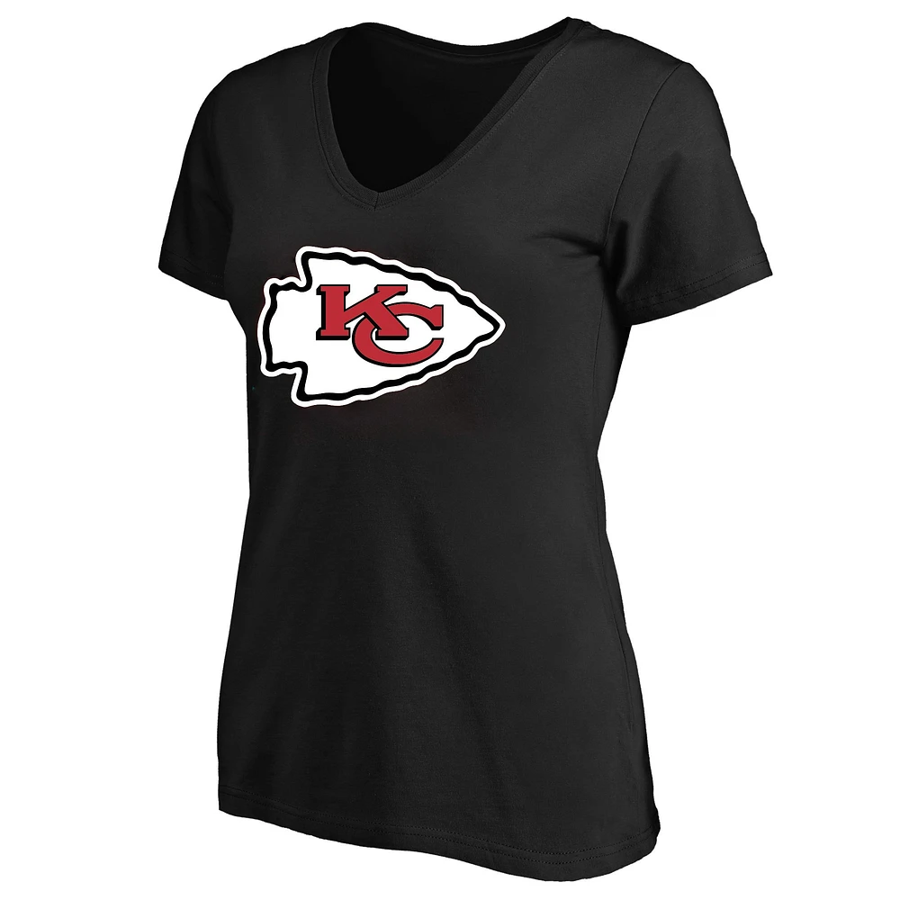 T-shirt col en V grande taille pour femme Fanatics Black Kansas City Chiefs