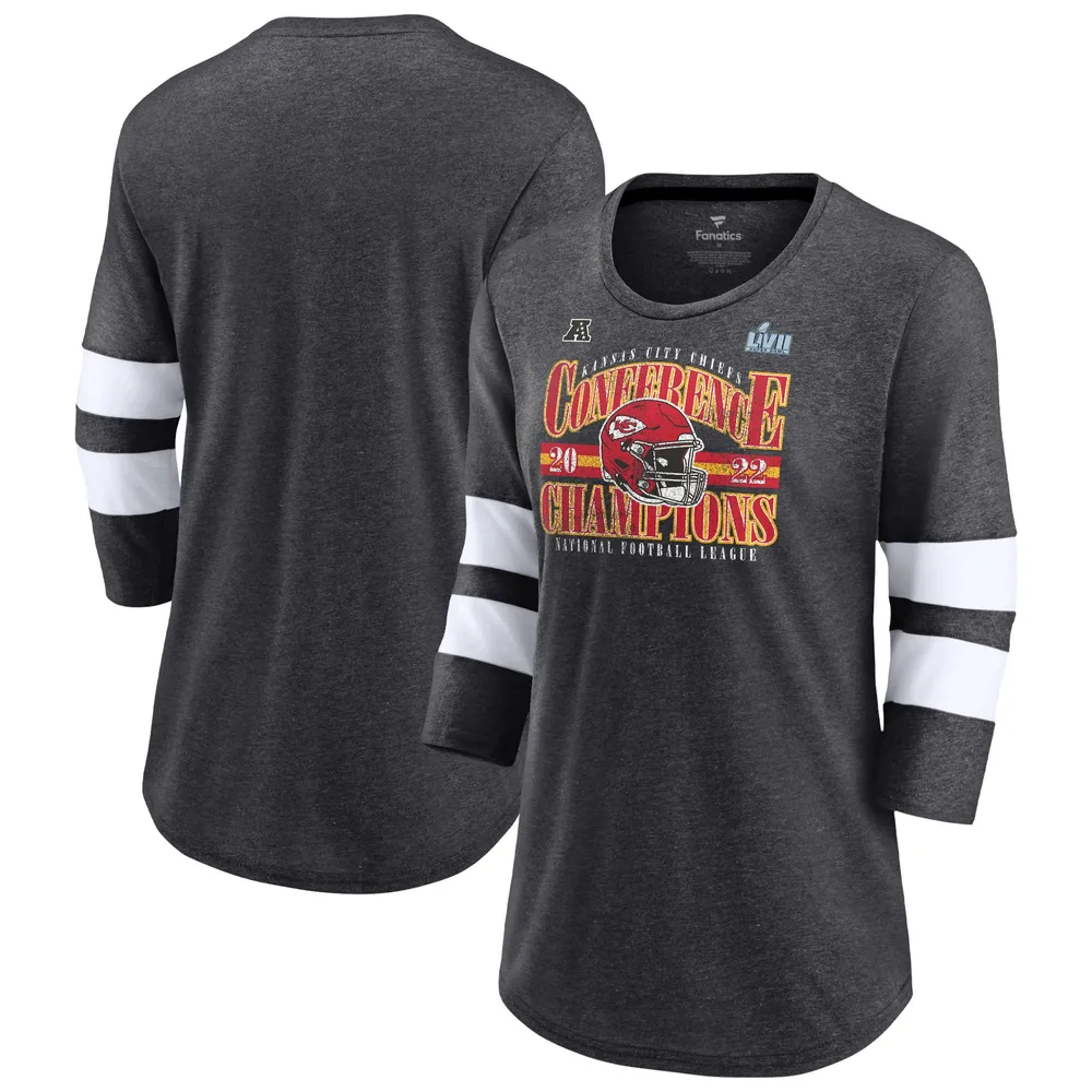 Fanatics Branded Women's Fanatics Branded Charcoal Kansas City Chiefs 2022  AFC Champions - Banner Worthy Tri-Blend 3/4-Sleeve T-Shirt