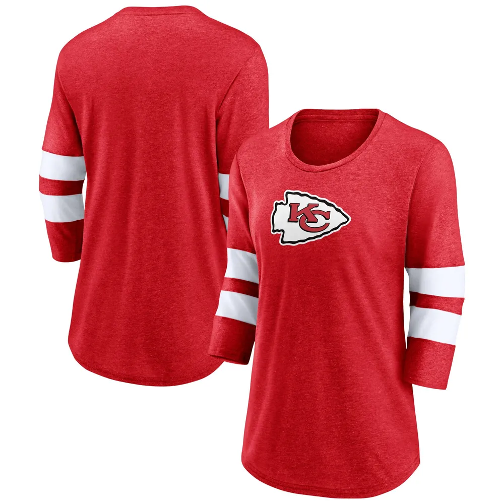 Lids Kansas City Chiefs Fanatics Branded Women's Primary Logo 3/4 Sleeve  Scoop Neck T-Shirt - Heathered Red