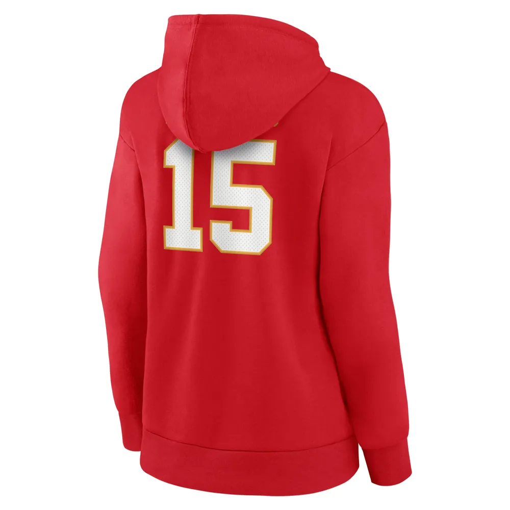 Men's Fanatics Branded Patrick Mahomes Red Kansas City Chiefs Player Icon Name & Number Pullover Hoodie