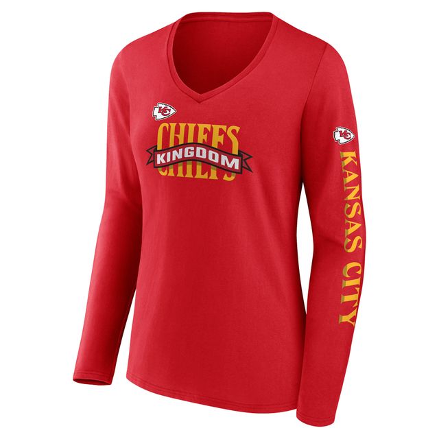 Women's Fanatics Branded Red/White Kansas City Chiefs Ombre Long Sleeve T-Shirt Size: Medium