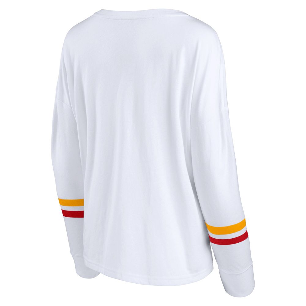 Women's Fanatics Branded White Kansas City Chiefs Retro Power Long Sleeve  T-Shirt