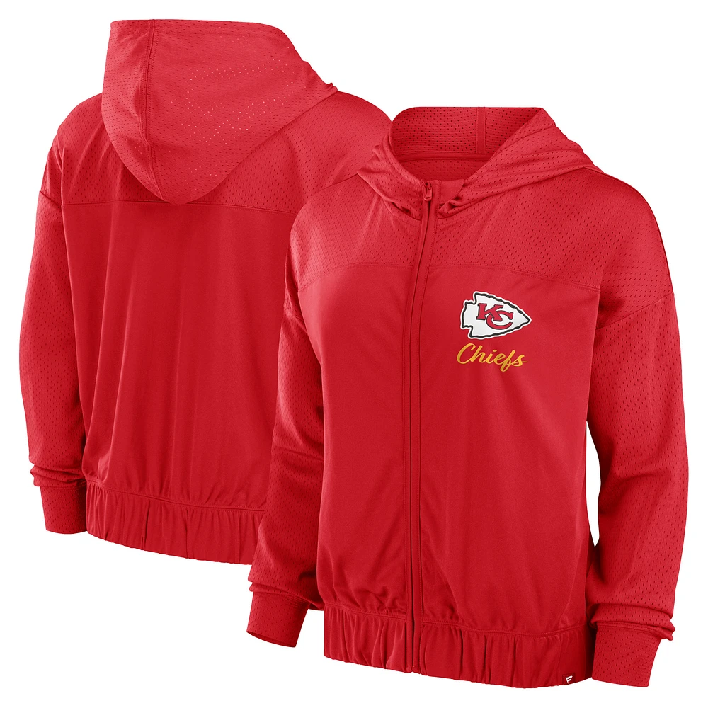 Sweat à capuche zippé écriture Kansas City Chiefs Fanatics College Red pour femmes