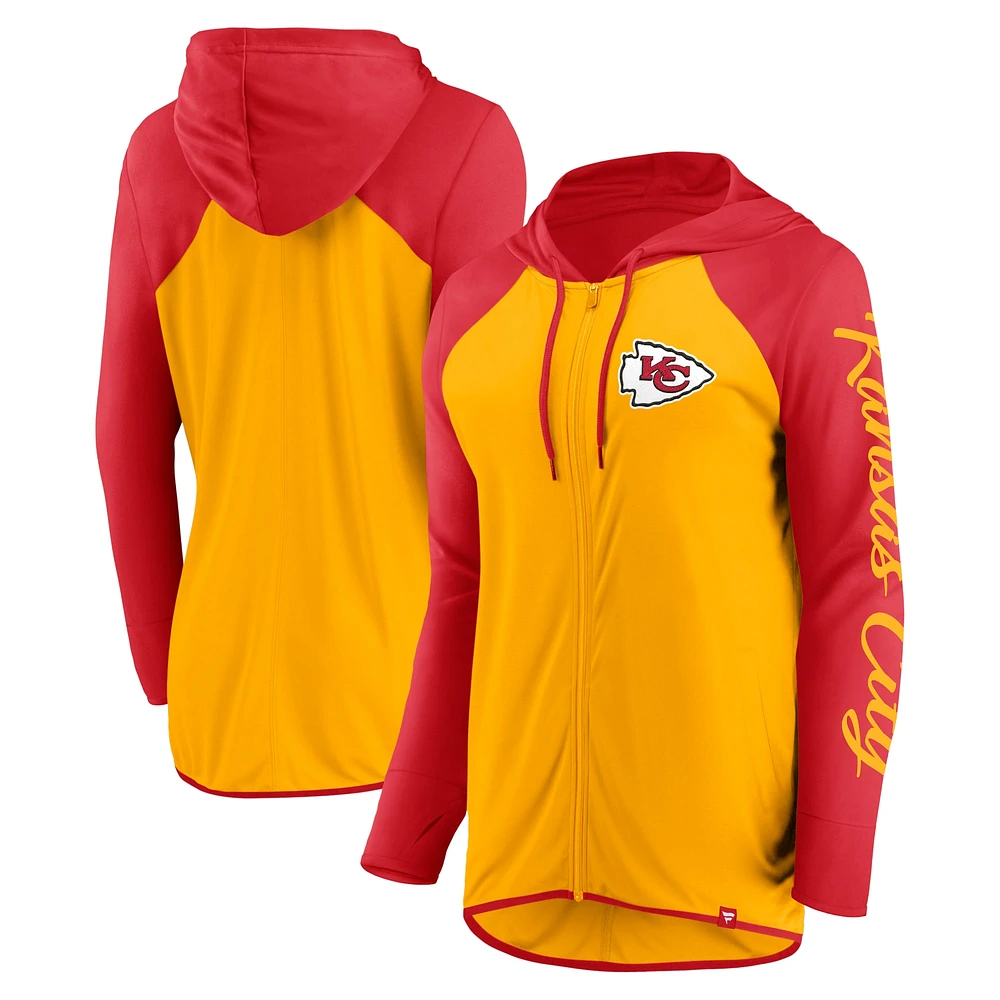 Women's Fanatics Gold/Red Kansas City Chiefs Script Full-Zip Hoodie