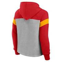 Sweat à capuche enfiler pour femme Fanatics Heather Grey/Red Kansas City Chiefs Bold Play Call