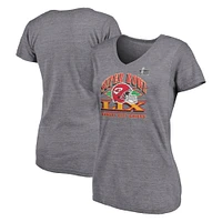 Women's Fanatics Heather Gray Kansas City Chiefs Super Bowl LIX Our Pastime Tri-Blend V-Neck T-Shirt