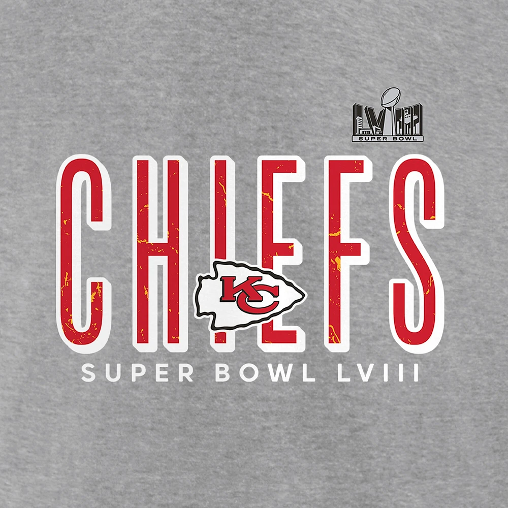 Fanatics pour femmes de marque Heather Grey Kansas City Chiefs Super Bowl LVIII Cheer Section Tri-Blend T-shirt à la mode col en V