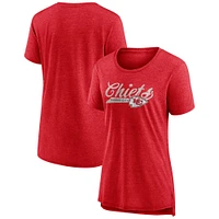 Women's Fanatics Heather Red Kansas City Chiefs Original Play Distressed Tri-Blend T-Shirt