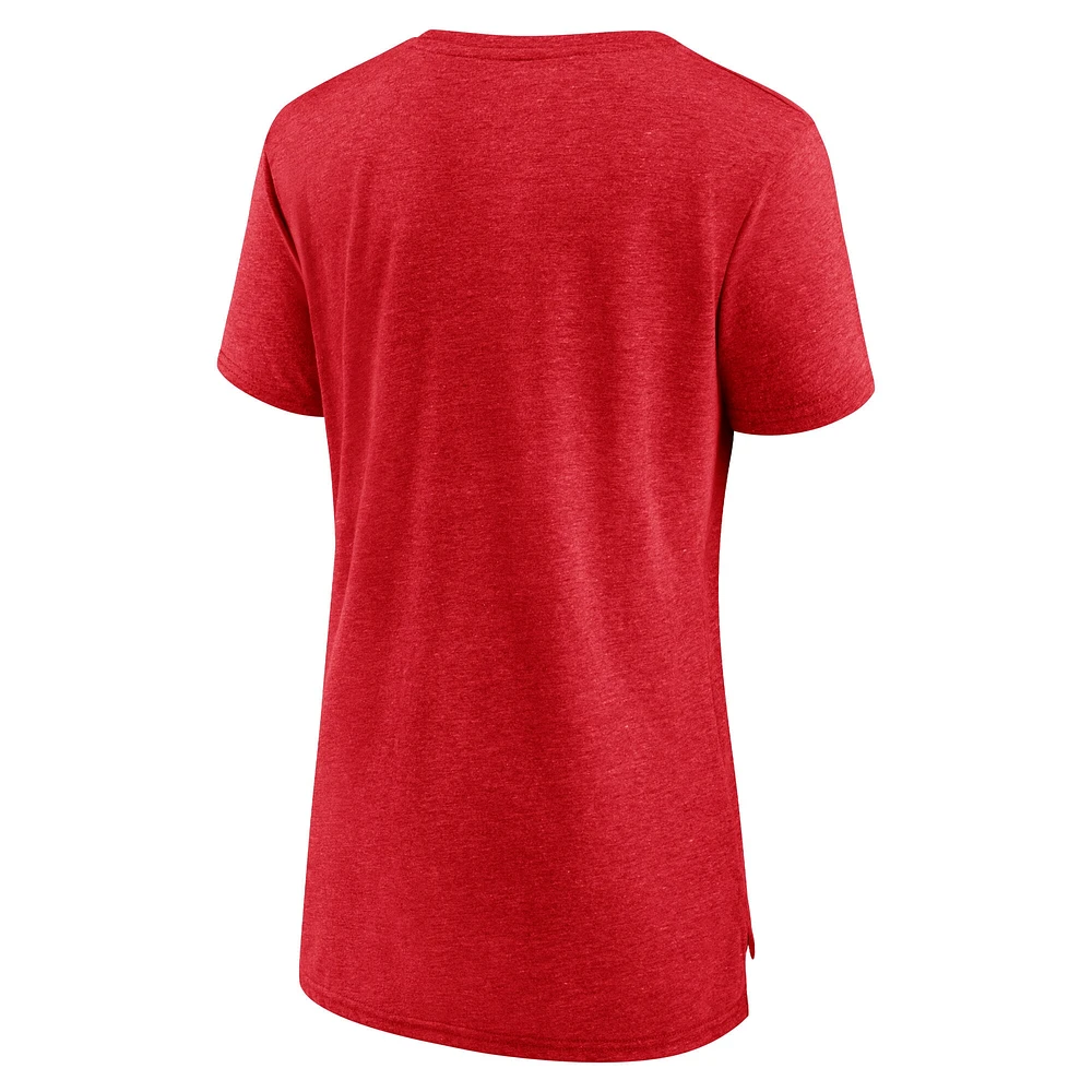 Women's Fanatics Heather Red Kansas City Chiefs Original Play Distressed Tri-Blend T-Shirt