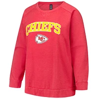 Sweat-shirt raglan délavé à l'acide Fanatics pour femmes, rouge, Kansas City Chiefs