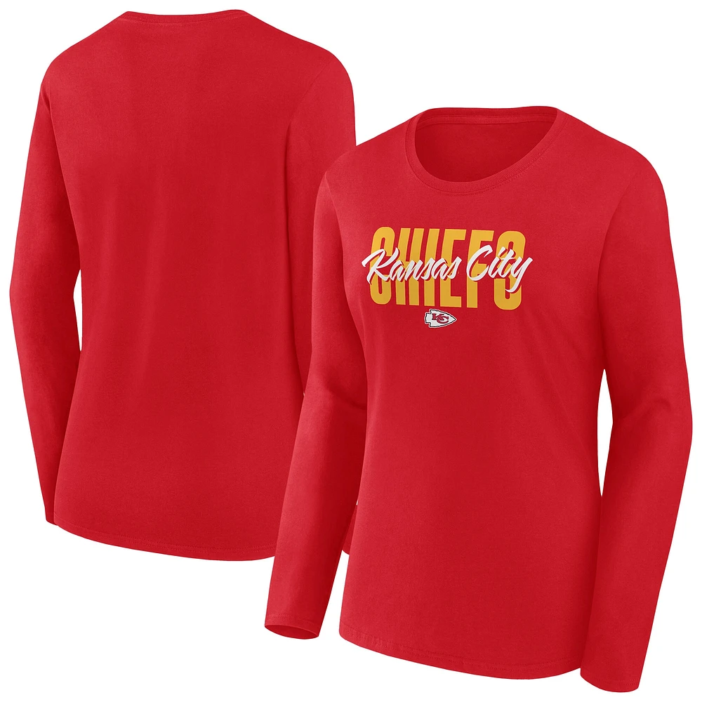 Women's Fanatics Red Kansas City Chiefs Long Sleeve Scoop Neck T-Shirt