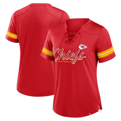 T-shirt à lacets Fanatics pour femmes, rouge, Kansas City Chiefs Play Script