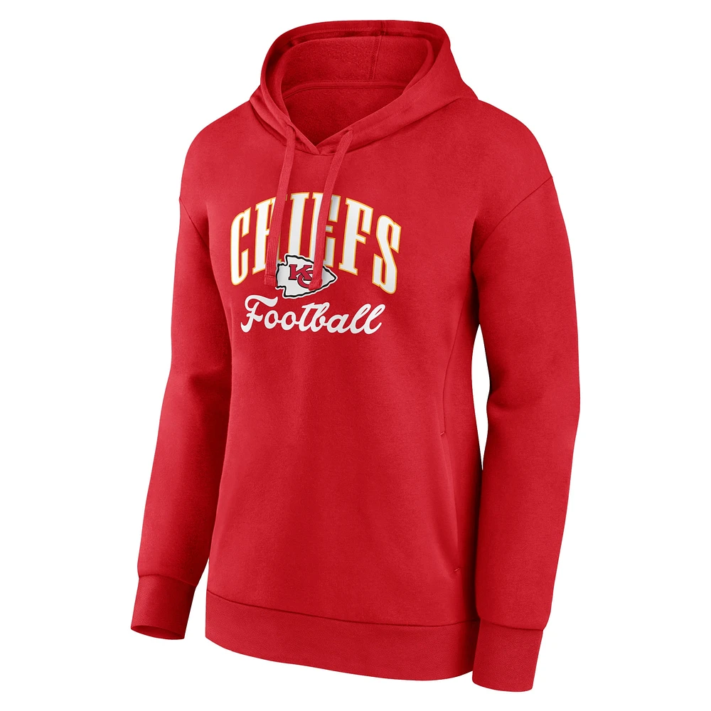 Women's Fanatics Red Kansas City Chiefs Team Logo Victory Script Pullover Hoodie