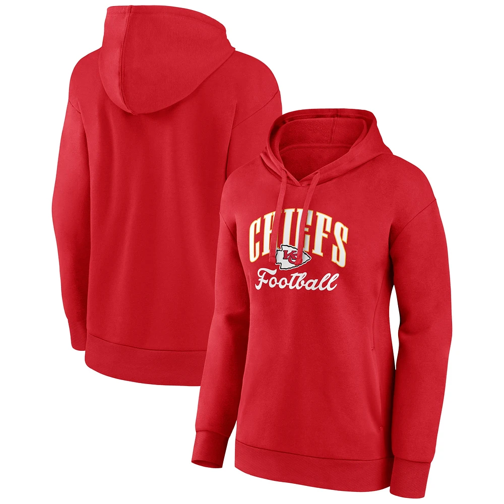 Women's Fanatics Red Kansas City Chiefs Team Logo Victory Script Pullover Hoodie