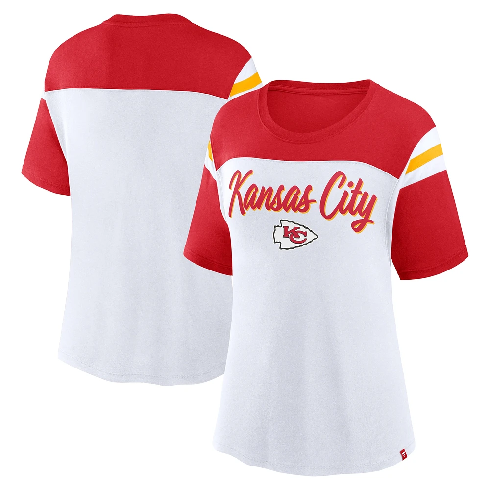 Haut court tendance blanc/rouge Kansas City Chiefs pour femmes Fanatics