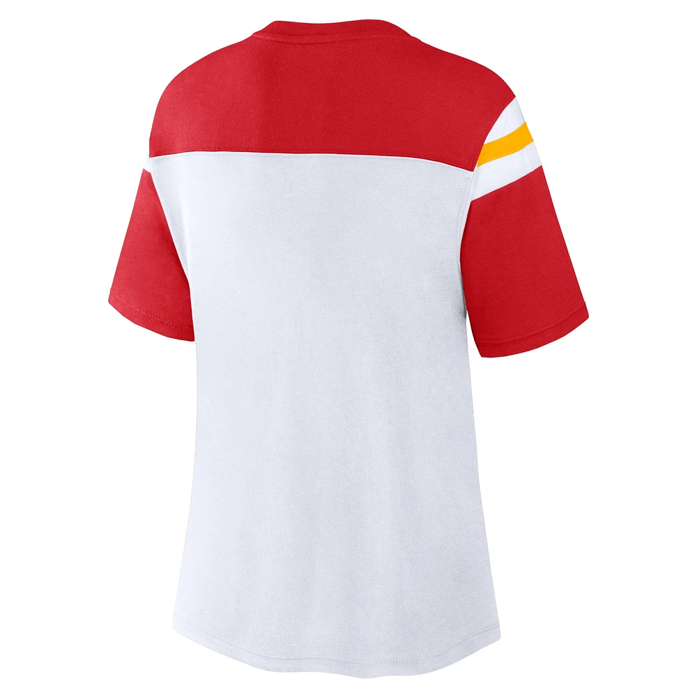 Haut court tendance blanc/rouge Kansas City Chiefs pour femmes Fanatics