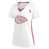 Women's Fanatics  White Kansas City Chiefs Plus Glitter Lace-Up V- Neck T-Shirt