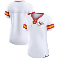 T-shirt à lacets blanc Fanatics pour femmes des Chiefs de Kansas City Sunday Best