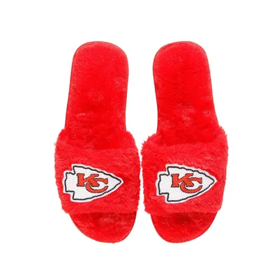 Kansas City Chiefs FOCO Women's Rhinestone Fuzzy Slippers - Red