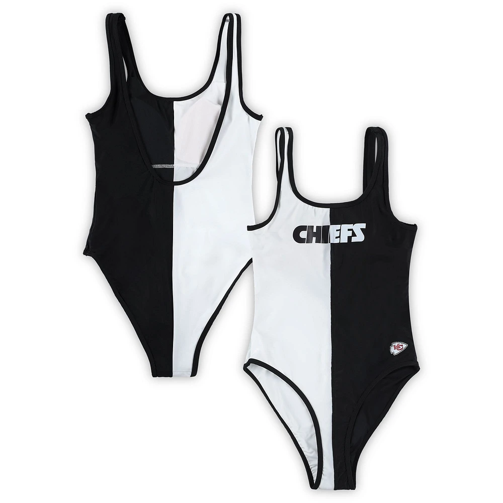 Women's G-III 4Her by Carl Banks Black/White Kansas City Chiefs Last Stand One-Piece Swimsuit