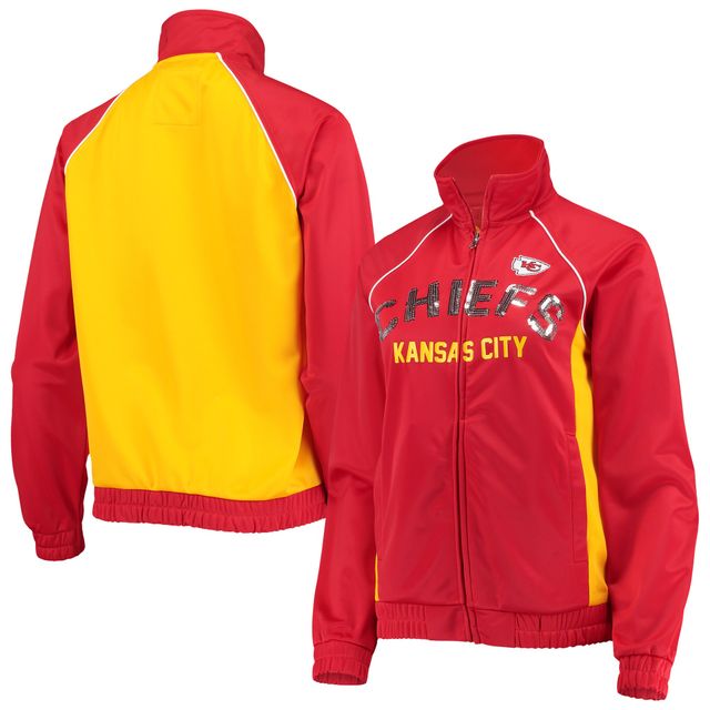 G-III 4Her par Carl Banks pour femmes, rouge Kansas City Chiefs Backfield Raglan - Veste de survêtement entièrement zippée