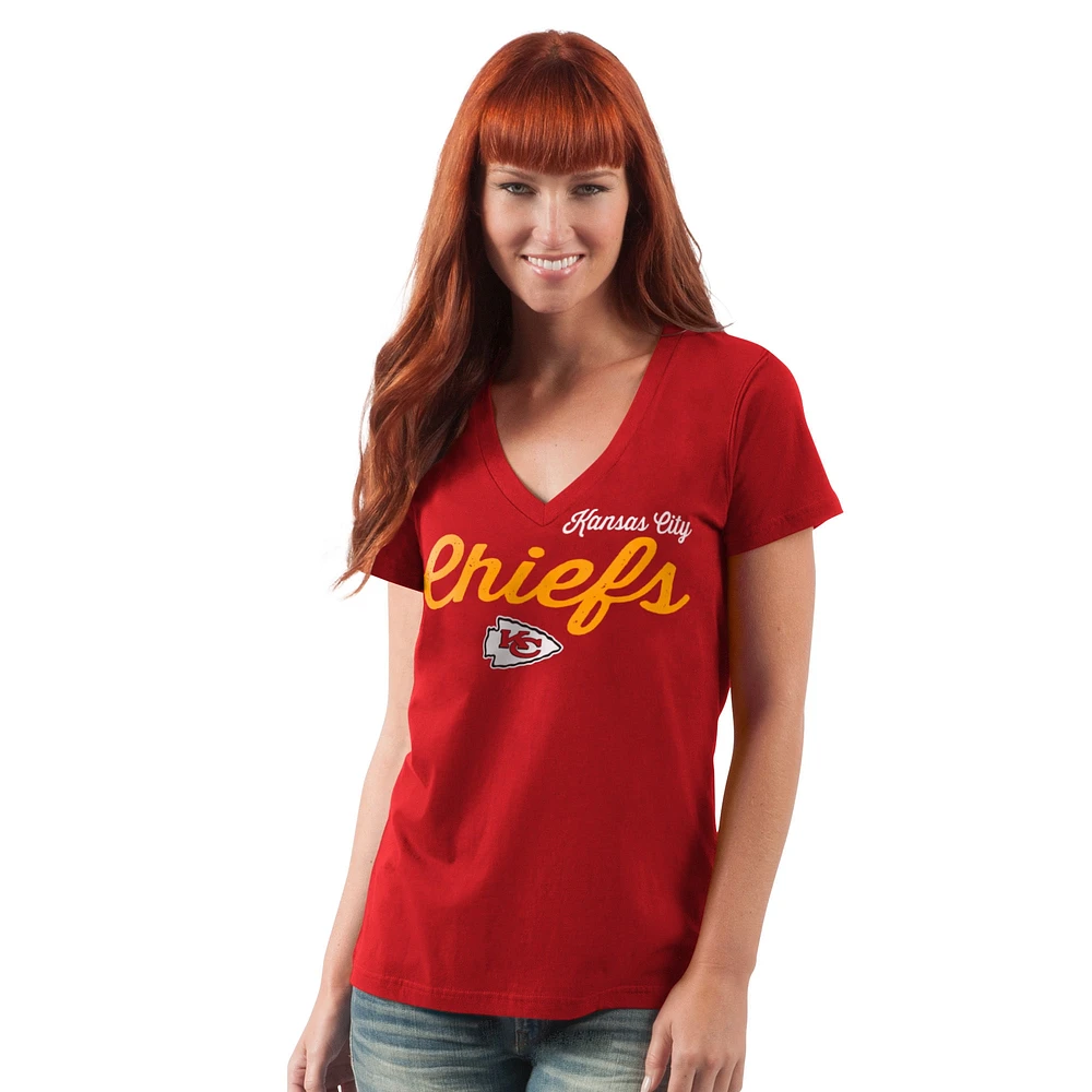 T-shirt col en V d'après-saison G-III 4Her de Carl Banks pour femme des Kansas City Chiefs