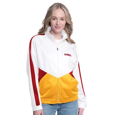 Veste de survêtement à fermeture éclair complète G-III 4Her par Carl Banks pour femme, blanche/rouge, avec strass Rally Kansas City Chiefs